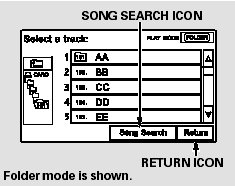 When you select ‘‘Song Search’’ from the track list display, the song search