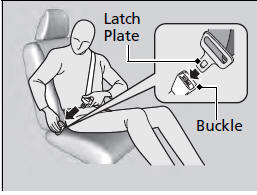 2. Insert the latch plate into the buckle, then