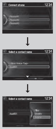 ■ To delete a modified voice tag