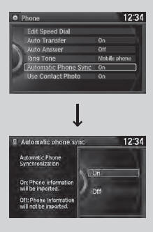 ■ Changing the Automatic Phone Sync