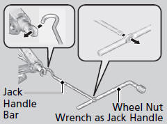 3. Raise the vehicle, using the jack handle bar