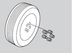 1. Remove the wheel nuts and flat tire.