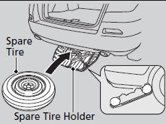 To reinstall the spare tire, place it facing up on the