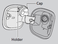 6. Place the fuel fill cap in the holder.