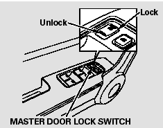 To lock all doors and the tailgate, push the top of the master door lock switch
