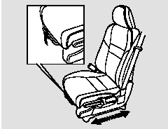 To adjust the seat forward or backward, pull up on the bar under the seat cushion’s