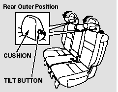 To pivot the outer head restraint down for better visibility, press the tilt