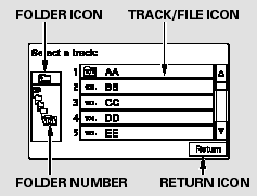 You can also select a track/file directly from a track list on the audio display.