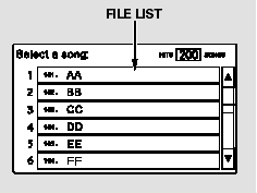   After the system searches for a song, a file list is displayed. To scroll