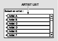 Select the Artist icon, and the artist list appears. Select the desired artist,
