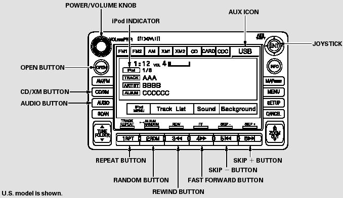 Playing an iPod (EX-L model with navigation system)