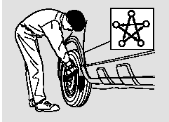 14. Tighten the wheel nuts securely in the same crisscross pattern. Have the