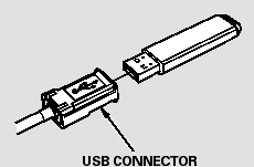 3. Connect the USB flash memory device to the USB connector correctly and securely.