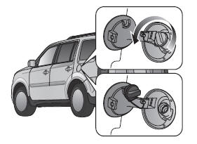 3. Place the cap in the holder on the fuel fill door.