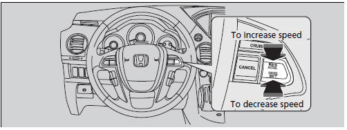 Each time you press the button, the vehicle speed is increased or decreased by