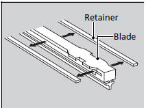 4. Remove the retainers from the rubber blade that has been removed, and mount