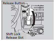 4. Insert the key into the shift lock release slot.