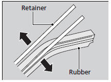 4. Remove the retainers from wiper blade and mount it to a new rubber blade.