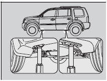 1. Place the jack under the jacking point closest to the tire to be changed.
