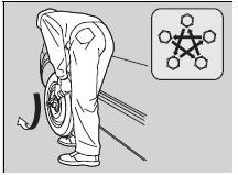 5. Lower the vehicle and remove the jack. Tighten the wheel nuts in the order