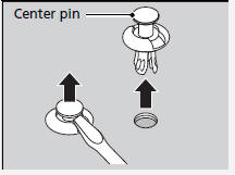 When mounting the clip, insert while keeping the center pin of the clip raised,
