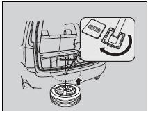 4. Turn the extension bar with the wheel nut wrench to the right until the flat