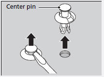 Insert the clip with the center pin raised, and push until it is flat.