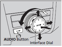 Use the interface dial or AUDIO button to access some audio functions.